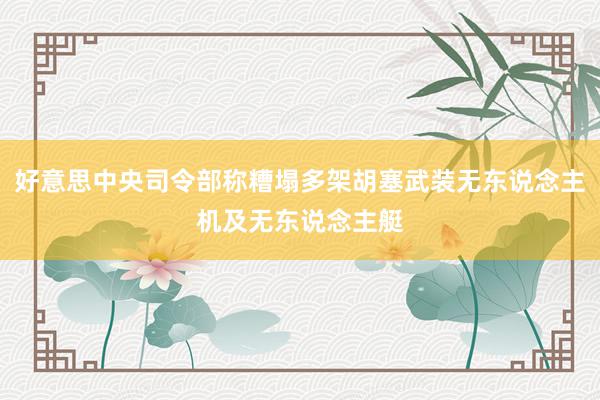 好意思中央司令部称糟塌多架胡塞武装无东说念主机及无东说念主艇