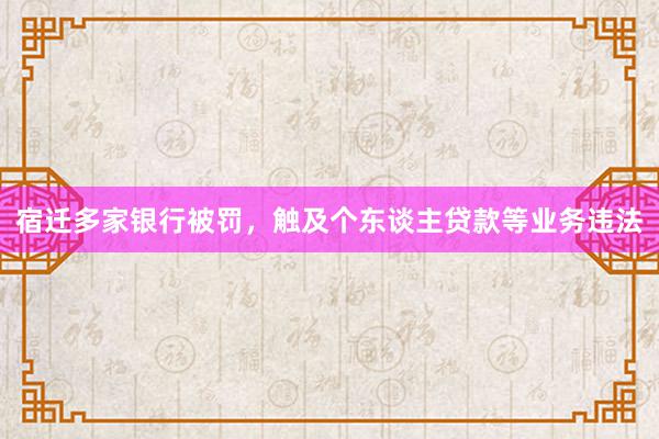 宿迁多家银行被罚，触及个东谈主贷款等业务违法