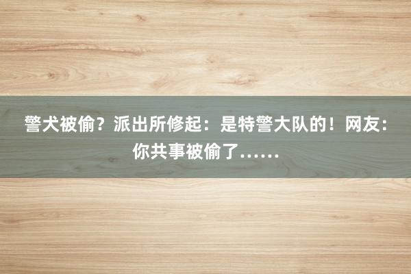 警犬被偷？派出所修起：是特警大队的！网友：你共事被偷了……