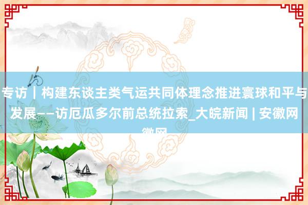 专访｜构建东谈主类气运共同体理念推进寰球和平与发展——访厄瓜多尔前总统拉索_大皖新闻 | 安徽网