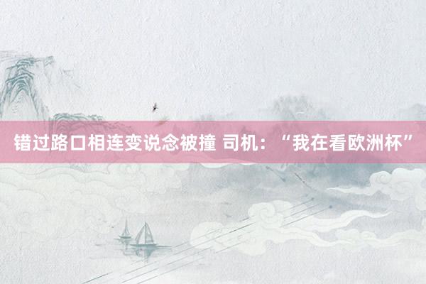 错过路口相连变说念被撞 司机：“我在看欧洲杯”