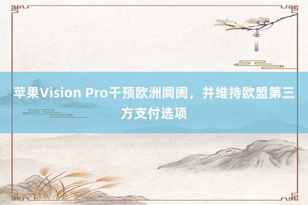 苹果Vision Pro干预欧洲阛阓，并维持欧盟第三方支付选项