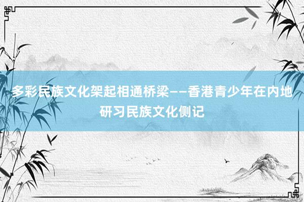 多彩民族文化架起相通桥梁——香港青少年在内地研习民族文化侧记