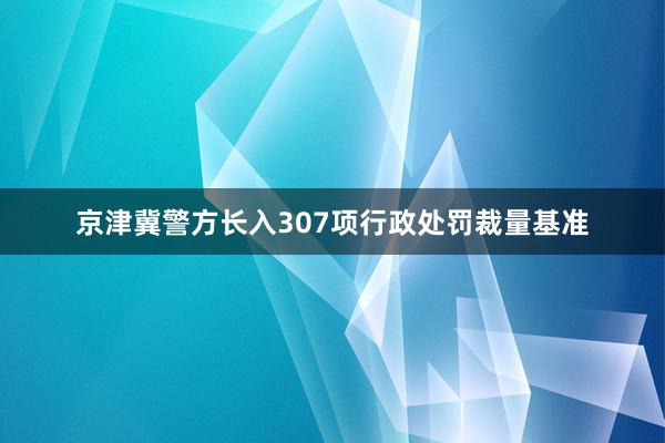 京津冀警方长入307项行政处罚裁量基准