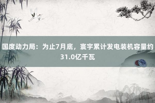 国度动力局：为止7月底，寰宇累计发电装机容量约31.0亿千瓦