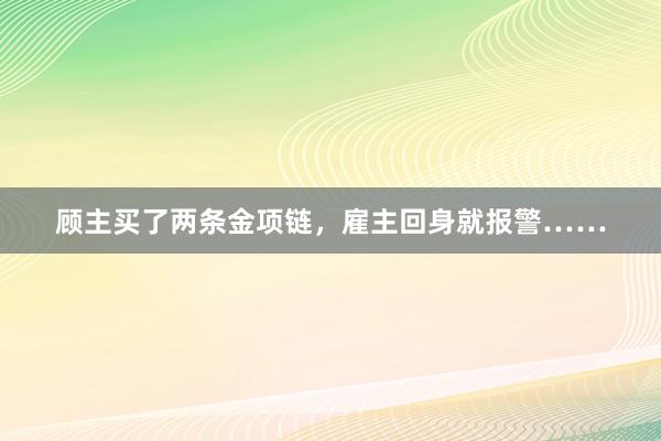 顾主买了两条金项链，雇主回身就报警……