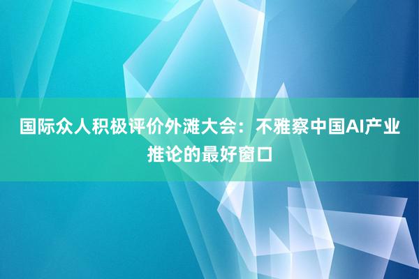 国际众人积极评价外滩大会：不雅察中国AI产业推论的最好窗口