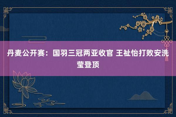 丹麦公开赛：国羽三冠两亚收官 王祉怡打败安洗莹登顶