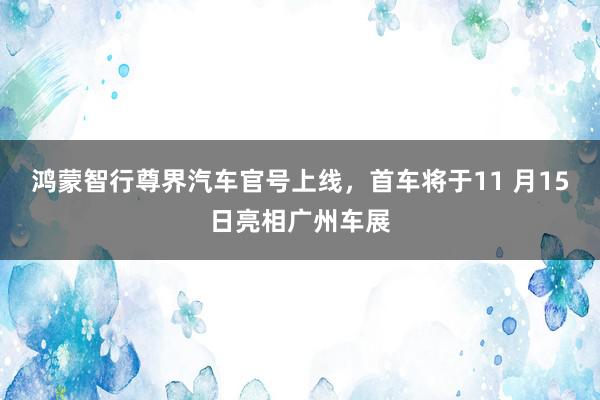 鸿蒙智行尊界汽车官号上线，首车将于11 月15日亮相广州车展